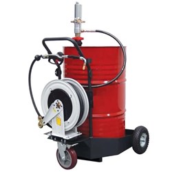 Oil Trolley Distribution Kits with Hose Reel - 3:1 Metered Trolley Kit with Hose Reel RAASM 3:1 Ratio Pump, 10m Hose Reel, Metered Oil Gun & Air Regulator